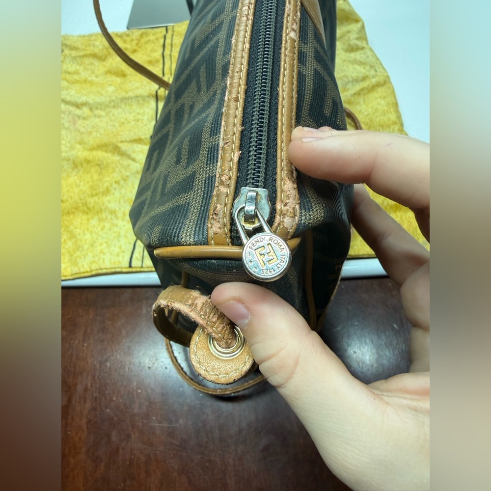 Authentic Vintage Fendi Zucca FF Crossbody Bag Brown Logo Italy READ - Picture 15 of 15